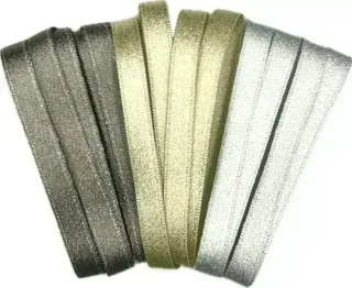 Stuha saténová STARDUST set 6ks- 2x  granitová, 2x zlatá, 2x stříbrná 10mm x 2m (10,-Kč/ks)