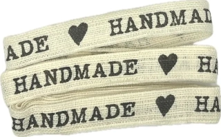Stuha bavlněná HANDMADE s potiskem 15mm x 2m (7,-Kč/m)