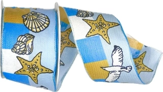 Stuha taftová BEACH  LIGHT BLUE světle modrá 40mm x 2m (13,-Kč/m)