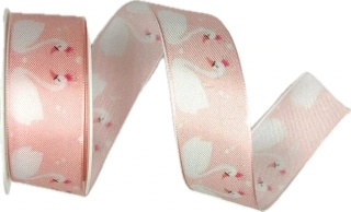Taftová stuha SWAN LOVE – světle růžová 25mm x 2m