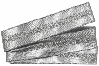 Stuha lurexová LONDON SILVER stříbrná, skládaná 25mm x 2m