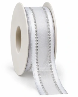 Stuha organzová MONDAN bílá PREMIUM 25mm x 3m (10,-Kč/m)