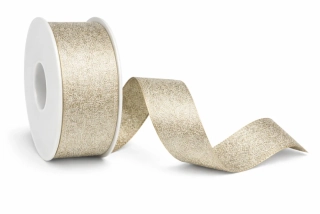 Stuha taftová HIGH SOCIETY Platinum Glow platinová matná 40mm x 3m (10,-Kč/m)