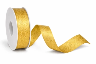Stuha taftová HIGH SOCIETY Rich Gold  zlatá matná 25mm x 2m (10,-Kč/m)