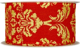 Vánoční stuha ROYAL NIGHT RED červená 40mm x 2m (14,-Kč/m)