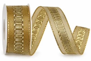 IMPERIAL GOLD – zlatá lurexová stuha s drátkem 25mm x 2m (14,-Kč/m)