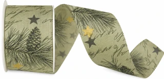 Stuha vánoční taftová FROZEN FOREST MINT pastelově zelená 40mm x 2m (14,-Kč/m)