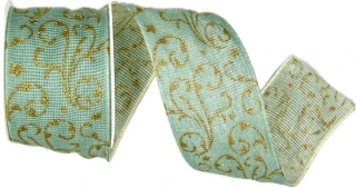 Vánoční stuha RHAPSODY IN BLUE tyrkysová 40mm x 2m (12,-Kč/m)