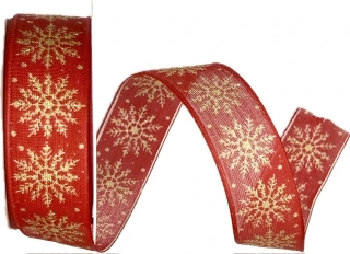 Stuha vánoční SNOWPEARL RED červená 25mm x 2m (13,-Kč/m)