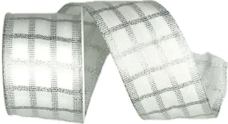 Stuha vánoční SILVER KARO bílá 40mm x 2m (14,-Kč/m)