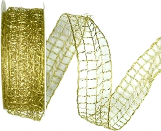 Stuha síťovaná CADILLAC zlatá venkovní 25mm x 2m (12,-Kč/m)