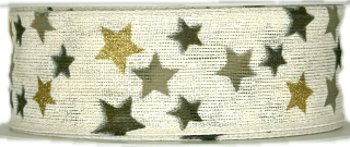 Vánoční stuha CELESTIAL BLACK 25mm x 2m (13,-Kč/m)