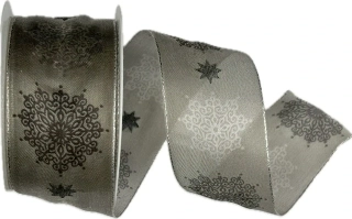 Vánoční stuha Winter Elegance – Silver Frost 40mm x m (16,-Kč/m)