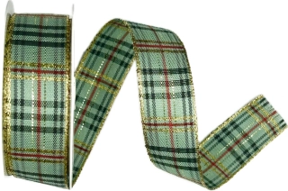 Vánoční stuha CHRISTMAS KARO AQUAMARINE  25mm x 3m (11,-Kč/m)