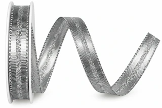 Stuha lurexová LONDON SILVER stříbrná 15mm x 20m