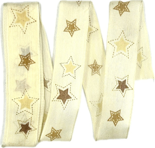 Stuhy vánoční CHOCOLATE STARS krémová 25mm x 2m (8,-Kč/m)