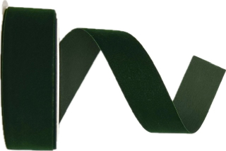 Stuha sametová VELUTTO tmavě zelená 25mm x 3m (12,- Kč/m)