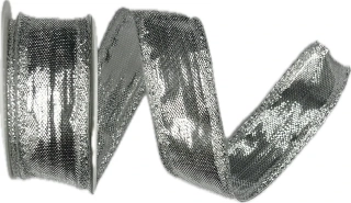 Stuha stříbrná lurexová BIRMINGHAM SILVER lesklá 25mm x 2m (14,-Kč/m)