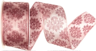 Vánoční stuha organzová GLAMOUR CROWN PINK růžová 40mm x 2m