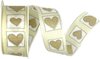 Taftová stuha ALL LOVE CREAM krémová 25mm x 2m