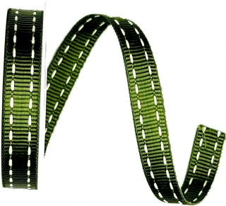 Stuha rypsová BUSTER Olive Green prošívaná zelená 15mm x 2m (10,-Kč/m)