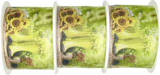 Set 3x Stuha taftová GARDENING fotopotisk slunečnice 3x (40mm x 2m) 