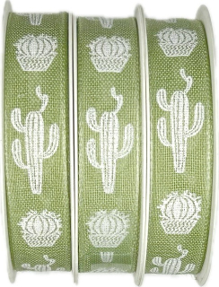 Set 3x Stuha bavlněná CARNEGIE pastelově zelená  3x (15mm x 4m) 