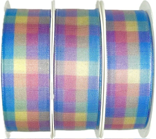 3x Stuha taftová MULTICOLORE BLUE kostkovaná 3x(25mm x 3m)