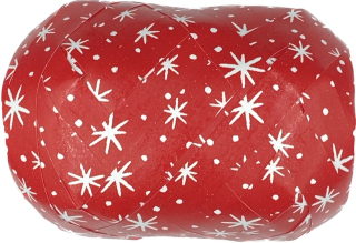 Vánoční vázací stuha X-MAS LIGHTS červená (velké Mega klubko)10mm x 20m