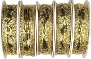 5x Stuha zlatá CELEBRATION GOLD lesklá  5x (15mm x 3m) 10,-Kč/ks! 