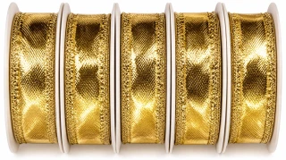 5x Stuha zlatá CELEBRATION GOLD lesklá  5x (15mm x 3m) 8,-Kč/ks! 