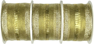 3x Stuha zlatá OUTDOOR GOLD LINE lurexová průsvitná 3x (40mm x 2m)