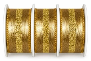 Set 3x Stuha zlatá LONDON GOLD lurexová 3x (25mm x 2m)