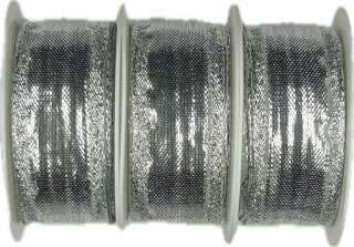 Set 3x Stuha stříbrná lurexová BIRMINGHAM SILVER lesklá 3x (25mm x 2m) 