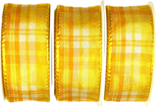 AKCE 2+1 zdarma- Stuha saténová CARACAS YELLOW oranžová 25mm x 2m (cena za 3ks)