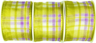 AKCE 2+1 zdarma- Stuha saténová CARACAS LIME ORCHID zeleno-fialová kostka  40mm x 2m (cena za 3ks)