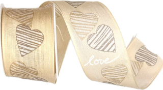 Bavlněná stuha Soft Love Beige – krémová 40mm x 2m