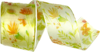 Stuha taftová BLOSSOM TALE YELLOW žlutá průsvitná 40mm x 2m (13,-Kč/m)