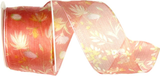 Stuha taftová BLOSSOM TALE CORAL světle červená průsvitná 40mm x 2m (13,-Kč/m)