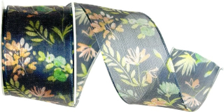 Stuha taftová BLOSSOM TALE MIDNIGHT černá průsvitná 40mm x 2m (13,-Kč/m)