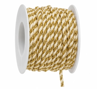 Provázek dekorační TwistCord Elegant Gold & Cream zlato-krémový 3mm x 3m (3,30 Kč/m)