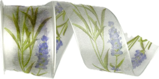 Stuha taftová LAVENDER BREEZE bílá průsvitná 40mm x 2m (14,-Kč/m)