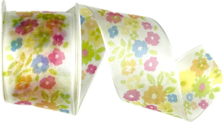 Stuha taftová PASTEL BLOOM průsvitná 40mm x 2m (13,-Kč/m)