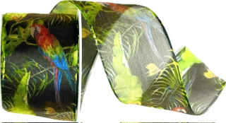 Stuha taftová TROPICAL PARROT BLACK průsvitná černá 40mm x 2m (13,-Kč/m)