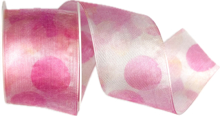 Stuha organzová PLAYFUL DOTS PINK růžová průsvitná 40mm x 2m( 13,-Kč/m)