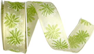 Stuha taftová DAISY BREEZE GREEN pastelově zelená 25mm x 2,5m (10,-Kč/m)