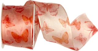 Stuha taftová WINGS OF SUMMER RED červená průsvitná 40mm x 2m (13,-Kč/m)