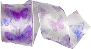 Stuha taftová WINGS OF SUMMER LAVENDER levandulová průsvitná 40mm x 2m (13,-Kč/m)