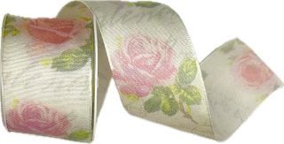 Stuha taftová ROMANTIC ROSE růžová 40mm x 2m (14,-Kč/m)