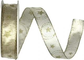 Stuha vánoční organzová GLITTER STAR GOLD zlatá 10mm x 2m (8,- Kč/m)